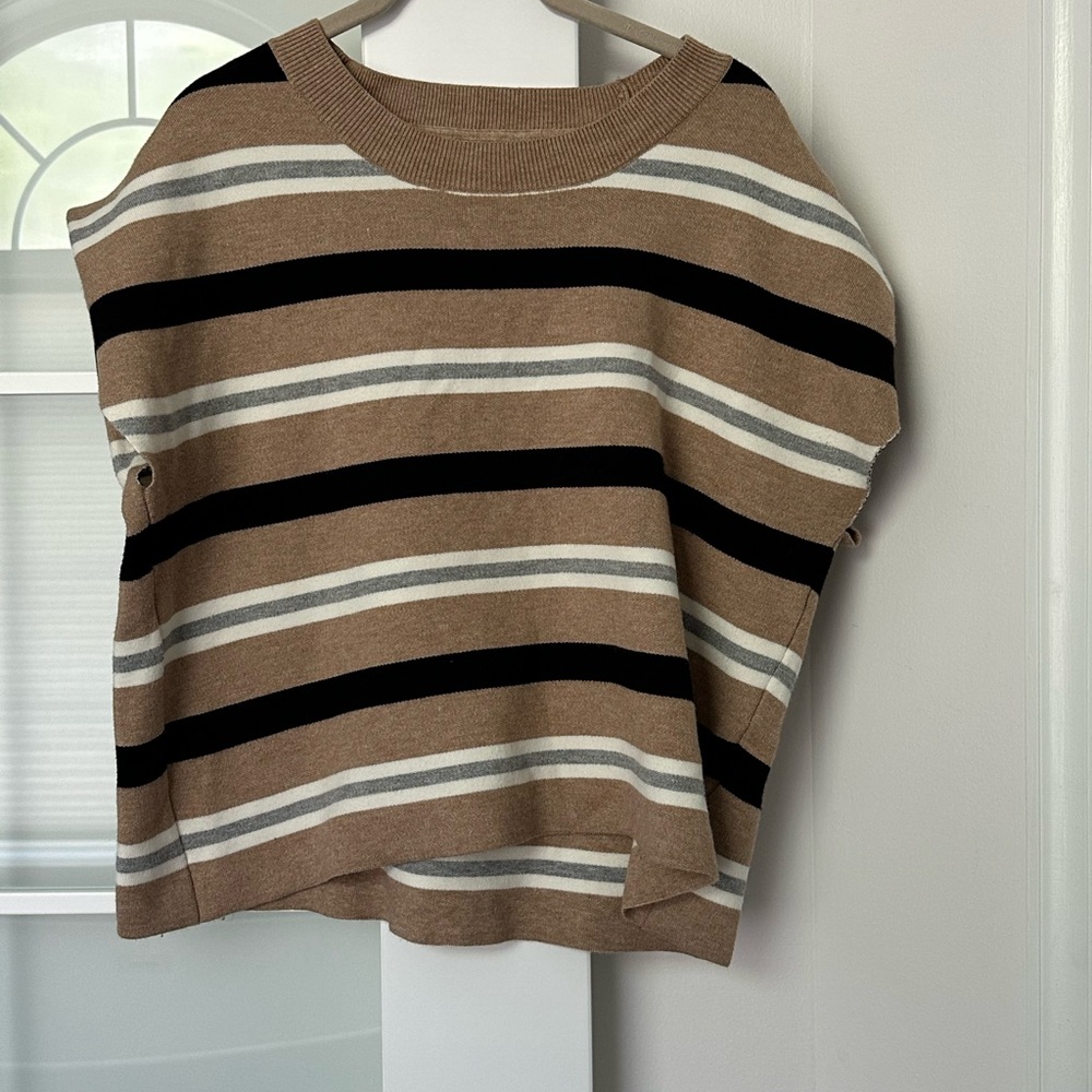 Maeve Tan and Black Striped Knit Top